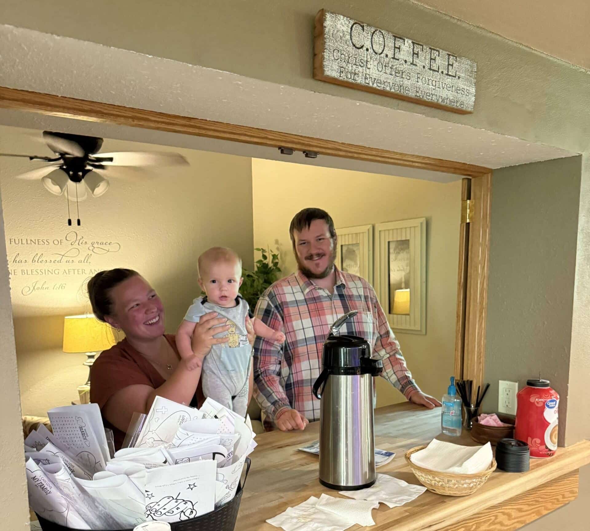 Family in the welcome center