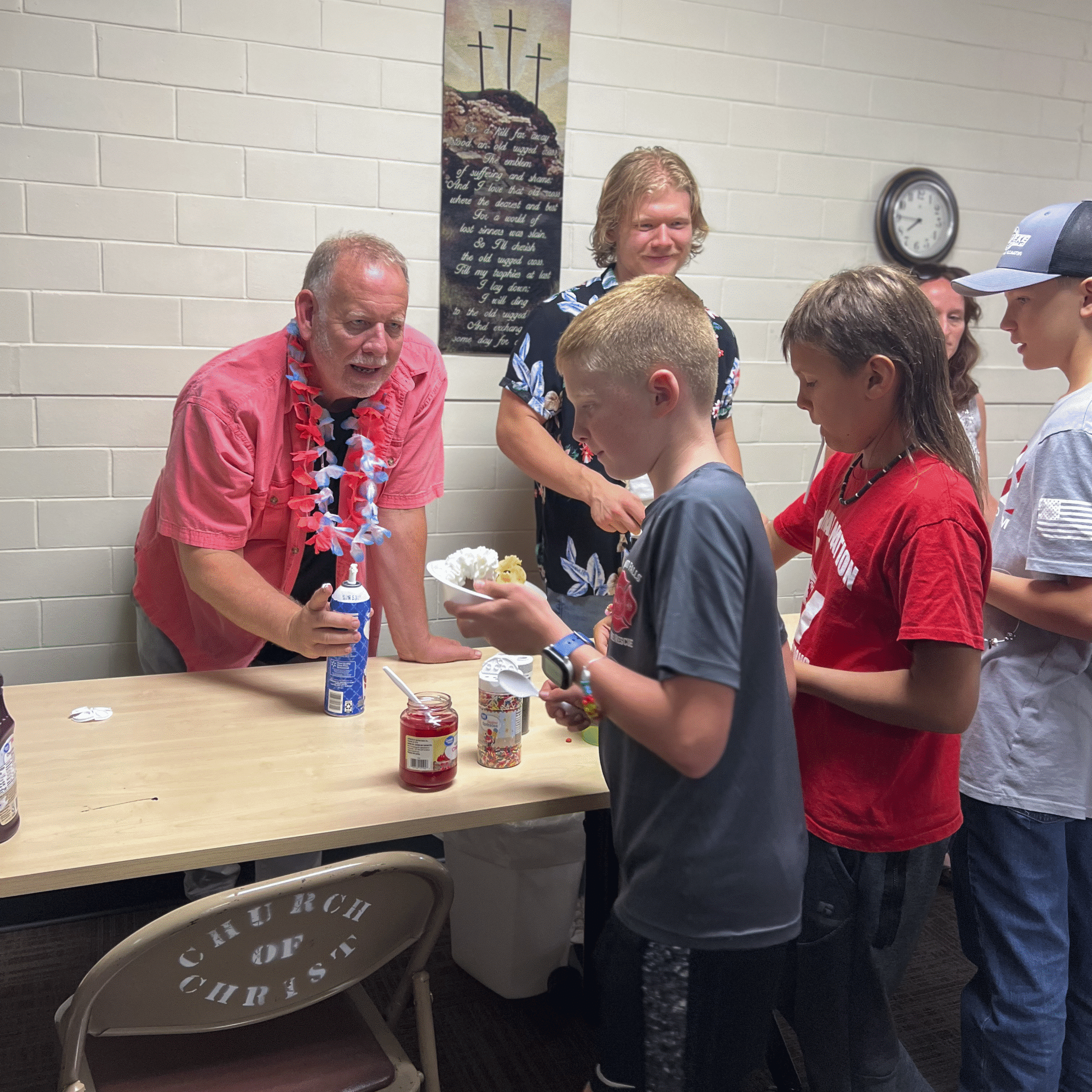 people getting food at a Corner Stone Church Event